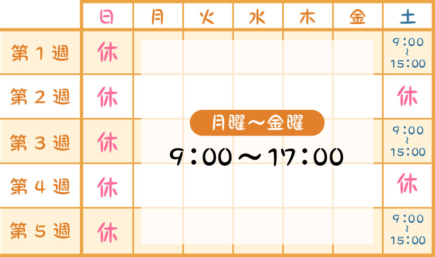 月曜日～金曜日 9:00 ~ 17:00